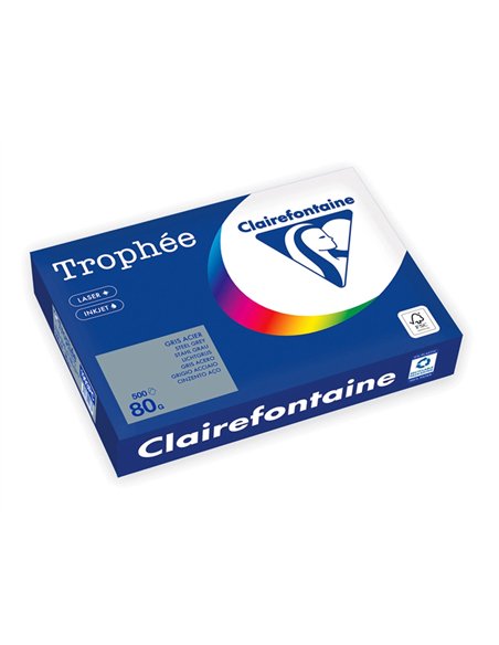 Ramette clairefontaine papier couleur a4 80g 500 feuilles coloris gris acier.