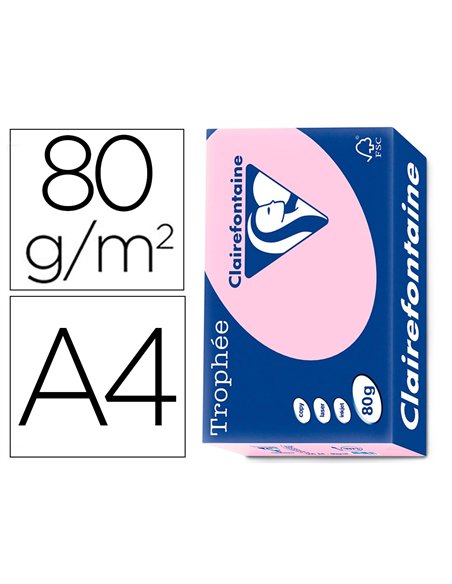 Papier clairefontaine multifonction laser couleur trophe a4 80g/m2 pastel eglantine parfaite opacite.