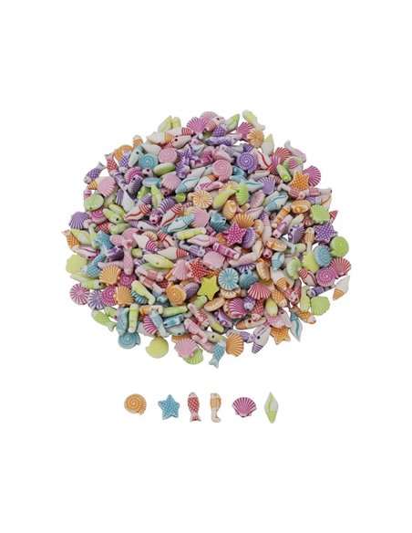 Perle plastique ocolor 15mm motifs ocean assortis coloris assortis lot de 1000 perles.