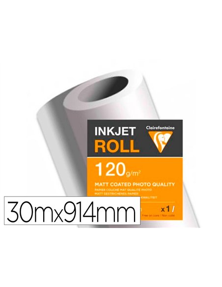 Papier clairefontaine couche mat largeur 30mx914mm 120g application jet d'encre qualite photo bobine.