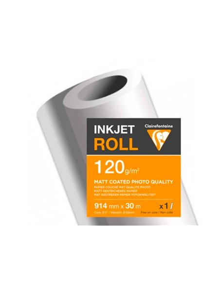 Papier clairefontaine couche mat largeur 30mx914mm 120g application jet d'encre qualite photo bobine.