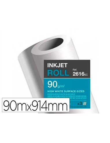 Papier clairefontaine surface haute blancheur largeur 90mx914mm 90g aplication jet d'encre et couleur qualite.