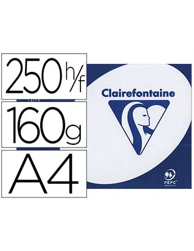 Papier clairefontaine clairalfa extra blanc a4 160g/m2 blancheur 170 opacité 93 rigidité 135 toucher satiné 250 feuilles.