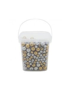 Perle bois ocolor forme ronde 10-16mm coloris or et argent lot de 600 perles.