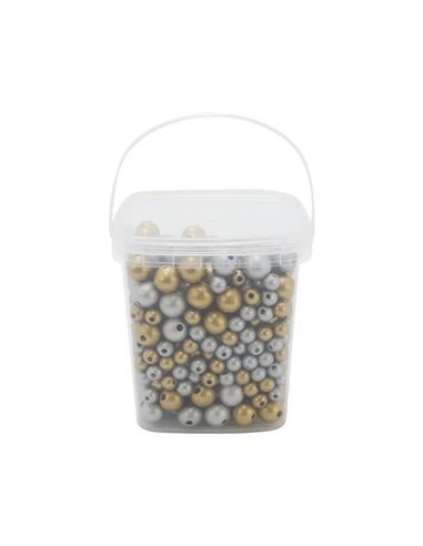 Perle bois ocolor forme ronde 10-16mm coloris or et argent lot de 600 perles.