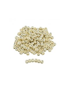 Perle bois ocolor forme carree 1cm imprimee alphabet coloris naturel lot de 440 perles.