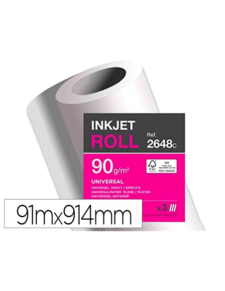 Papier clairefontaine plan extra blanc largeur 91mx914mm 90g application jet d'encre qualite photo bobine.