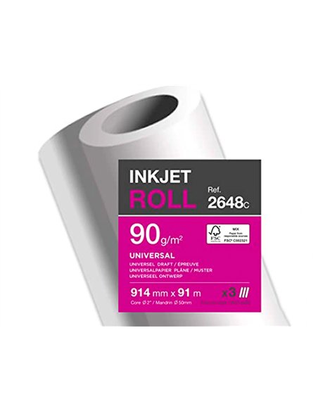 Papier clairefontaine plan extra blanc largeur 91mx914mm 90g application jet d'encre qualite photo bobine.