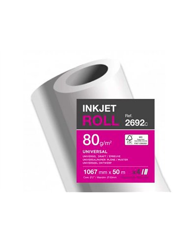 Papier clairefontaine plan extra blanc largeur 50mx1067mm 80g application jet d'encre qualite photo.