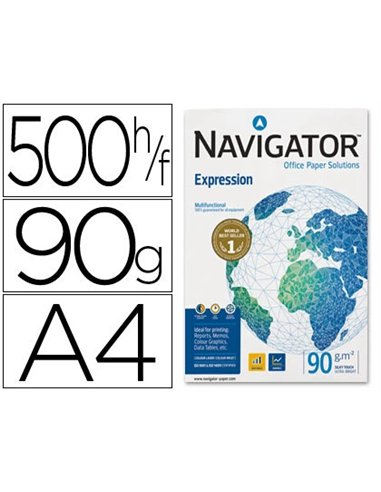 Papier navigator multifonction expression a4 90g/m2 blancheur 169 opacité 96 rigidité 120 500 feuilles.