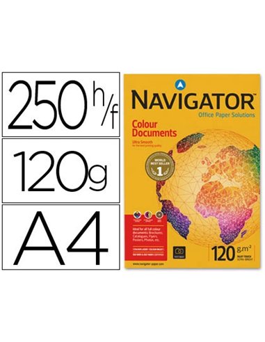 Papier navigator multifonction colour documents a4 120g/m2 blancheur 169 opacité 98 rigidité 50 250 feuilles.