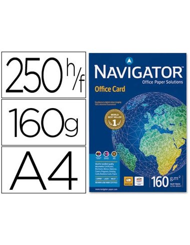 Papier navigator multifonction office card a4 160g/m2 blancheur 169 opacité 99 rigidité 51 250 feuilles.