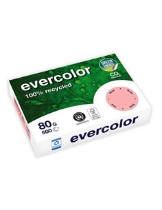 Ramette clairefontaine evercolor papier couleur a4 80g recycle 500 feuilles coloris rose.