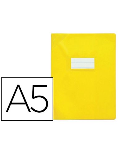 Protège-cahier elba strong line pvc cristal 15/100e sans phtalates coins renforcés a5+ 170x220mm coloris jaune opaque.