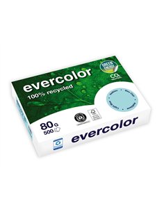 Ramette clairefontaine evercolor papier couleur a4 80g recycle 500 feuilles coloris bleu.
