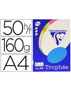 Papier couleur clairefontaine trophée personal paper pack a4 160g/m2 bleu turquoise 50 feuilles couleurs intenses.