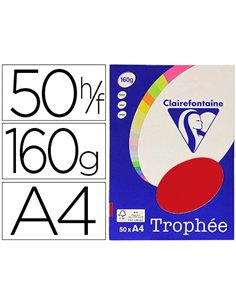 Papier couleur clairefontaine trophée personal paper pack a4 160g/m2 rouge groseille 50 feuilles couleurs intenses.