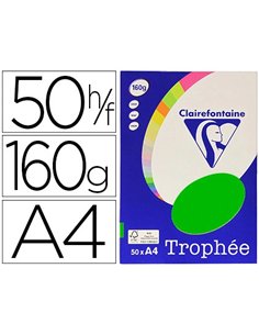 Papier couleur clairefontaine trophée personal paper pack a4 160g/m2 vert menthe 50 feuilles couleurs intenses.