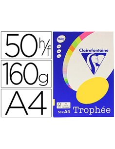 Papier couleur clairefontaine trophée personal paper pack a4 160g/m2 jaune soleil 50 feuilles couleurs intenses.