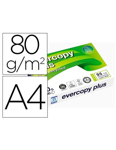 Papier clairefontaine blanc 100% recycle multifonction evercopy a4 80g/m2 blancheur 95 cie.