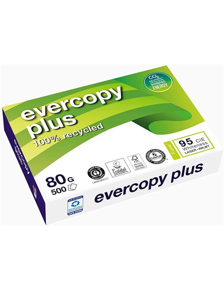 Papier clairefontaine blanc 100% recycle multifonction evercopy a4 80g/m2 blancheur 95 cie.