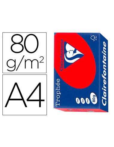 Papier clairefontaine multifonction laser couleur trophe a4 80g rouge corail parfaite opacite paquet 500.
