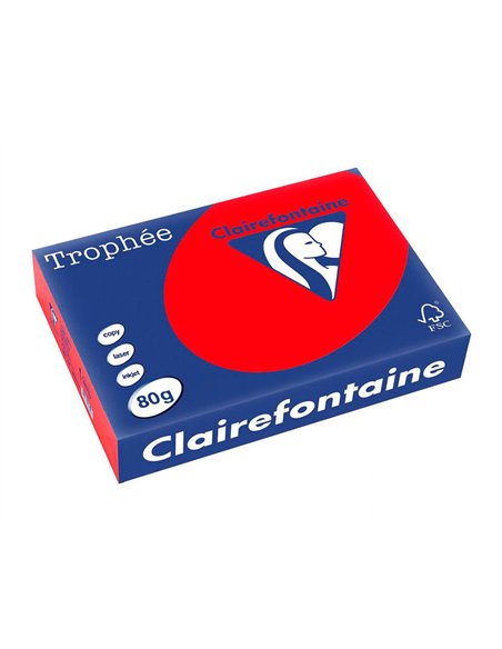 Papier clairefontaine multifonction laser couleur trophe a4 80g rouge corail parfaite opacite paquet 500.
