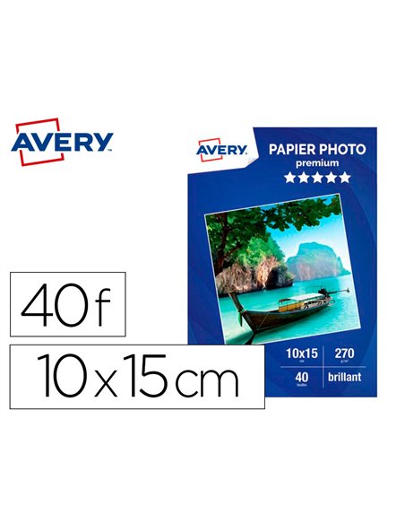 Papier photo avery brillant 270g 10x15 paquet de 40 feuilles.