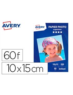 Papier photo avery brillant 200g 10x15 paquet de 60 feuilles.