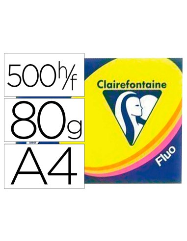 Papier couleur clairefontaine trophée multifonction a4 80g/m2 couleurs assorties fluorescentes paquet 500 feuilles.