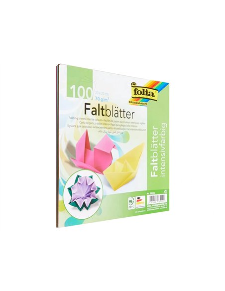 Papier couleur a plier 70gr/m2 100 feuilles 20x20cm couleurs assorties.