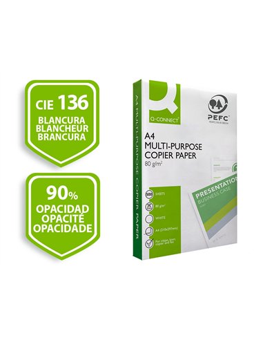 Papier q-connect a4 80g/m2 multifonction economy 500 feuilles.