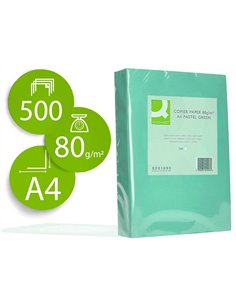 Papier couleur q-connect multifonction a4 80g/m2 unicolore vert ramette 500 feuilles.