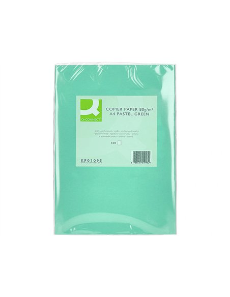 Papier couleur q-connect multifonction a4 80g/m2 unicolore vert ramette 500 feuilles.