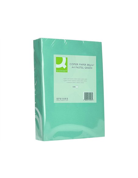 Papier couleur q-connect multifonction a4 80g/m2 unicolore vert ramette 500 feuilles.