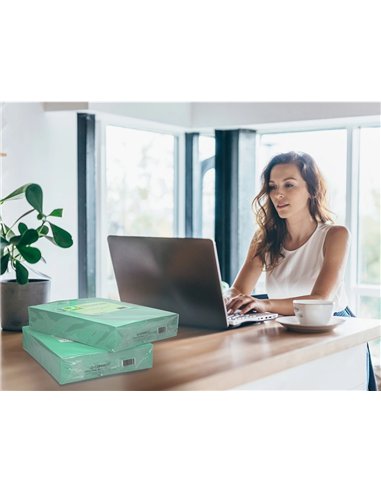 Papier couleur q-connect multifonction a4 80g/m2 unicolore vert ramette 500 feuilles.