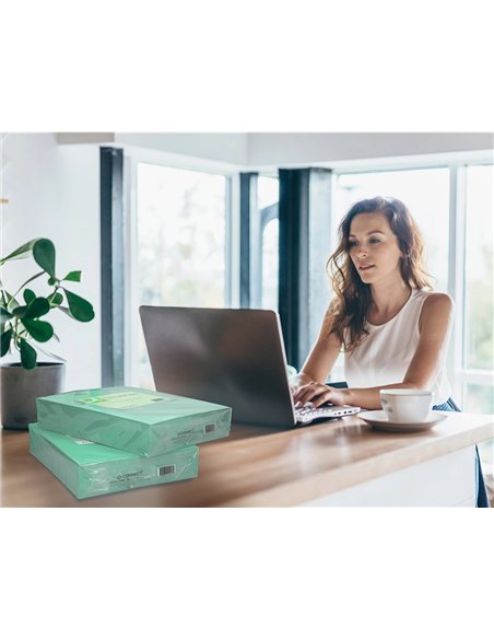 Papier couleur q-connect multifonction a4 80g/m2 unicolore vert ramette 500 feuilles.