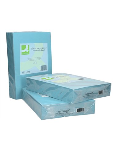 Papier couleur q-connect multifonction a4 80g/m2 unicolore celeste ramette 500 feuilles.