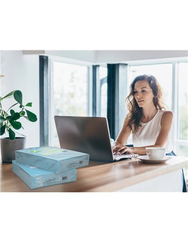 Papier couleur q-connect multifonction a4 80g/m2 unicolore celeste ramette 500 feuilles.