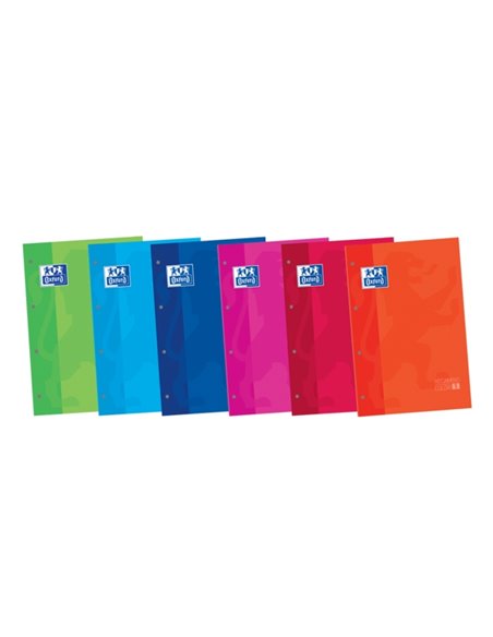 Cahier de recharge Oxford School Classic - Format A4 - Couverture souple - Encollé - Grille 5x5 - 80 feuilles - Couleurs assorti