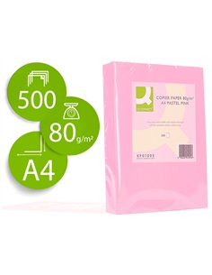 Papier couleur q-connect multifonction a4 80g/m2 unicolore rose ramette 500 feuilles.