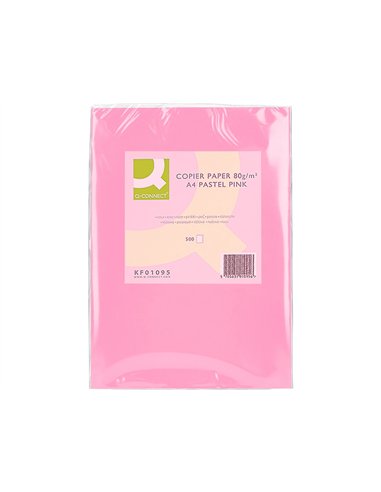 Papier couleur q-connect multifonction a4 80g/m2 unicolore rose ramette 500 feuilles.