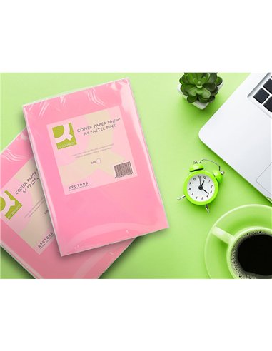 Papier couleur q-connect multifonction a4 80g/m2 unicolore rose ramette 500 feuilles.