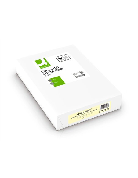 Papier couleur q-connect multifonction a4 80g/m2 unicolore jaune ramette 500 feuilles.