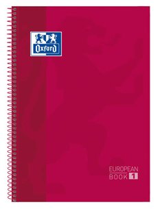 Cahier Oxford School Classic Europeanbook 1 A4+, couverture extra rigide – Format A4+ – 80 feuilles – Rouge