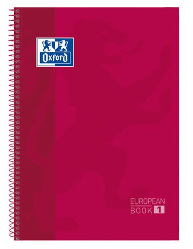 Cahier Oxford School Classic Europeanbook 1 A4+, couverture extra rigide – Format A4+ – 80 feuilles – Rouge
