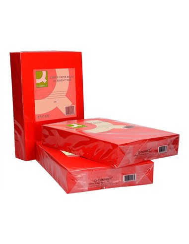 Papier couleur q-connect multifonction a4 80g/m2 unicolore rouge intense ramette 500 feuilles.