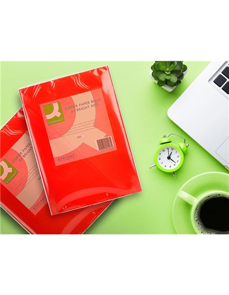Papier couleur q-connect multifonction a4 80g/m2 unicolore rouge intense ramette 500 feuilles.