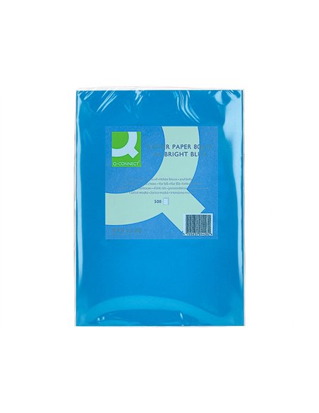 Papier couleur q-connect multifonction a4 80g/m2 unicolore bleu intense ramette 500 feuilles.