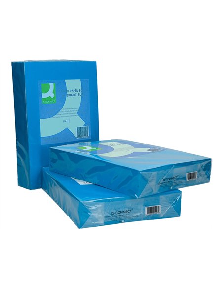 Papier couleur q-connect multifonction a4 80g/m2 unicolore bleu intense ramette 500 feuilles.